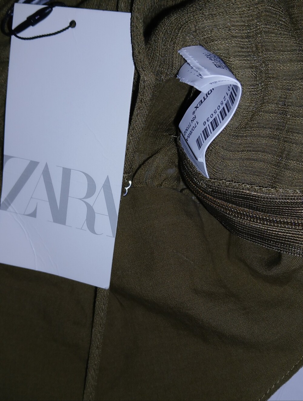Zara Ruffled Deep V-Neck Tie Front Camisole, Semi Sheer, Olive - Picture 5 of 8